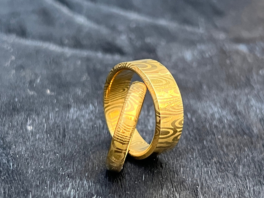 Damasteel Gold Matching Rings