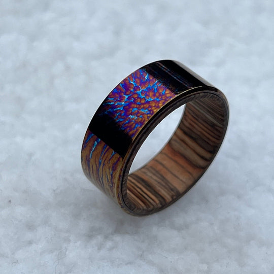 Colorful Titanium Whiskey Inlay Ring