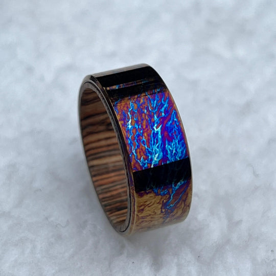 Colorful Titanium Whiskey Inlay Ring
